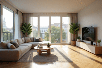 Salon lumineux d un appartement moderne en France