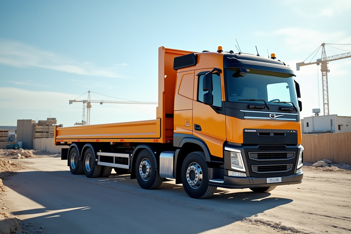 Camion plateau 3,5 tonnes sur un chantier en journée