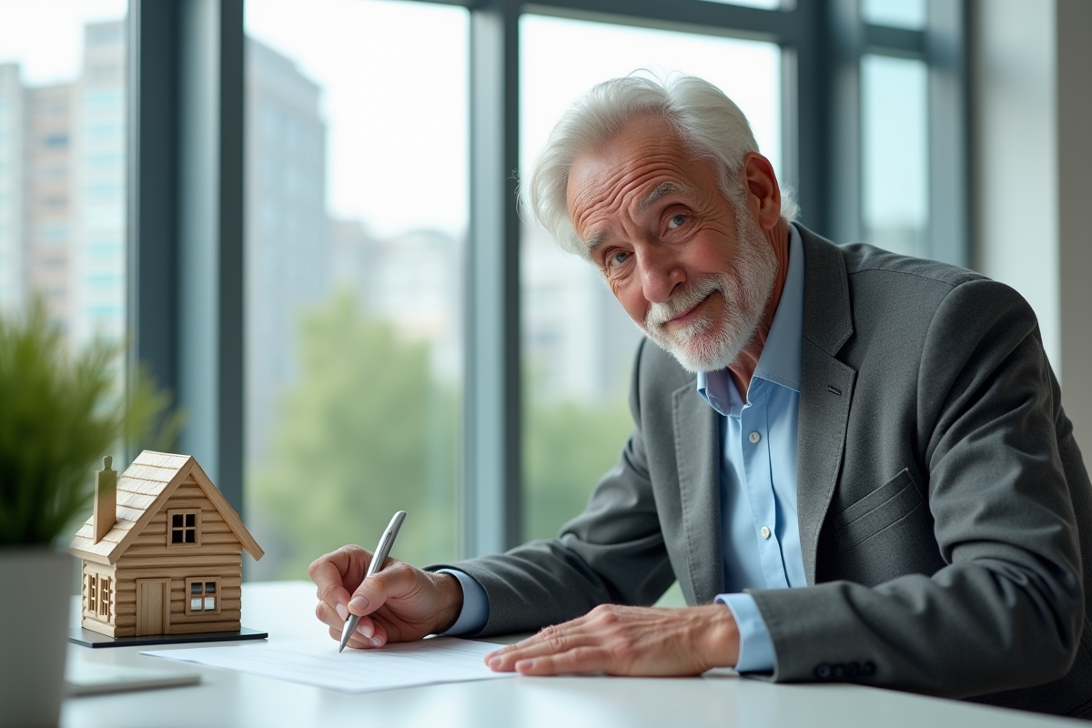 Retraite français signant contrat avec maison modèle