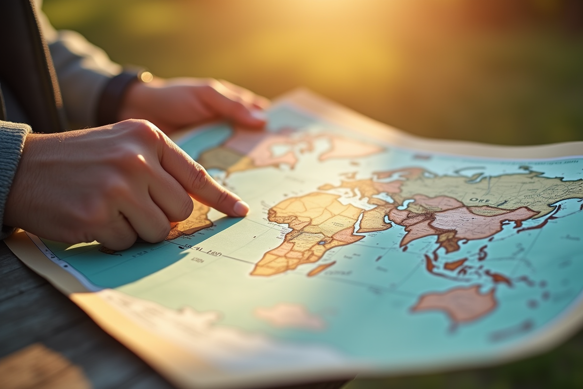 Main tenant une carte avec distances en miles et km