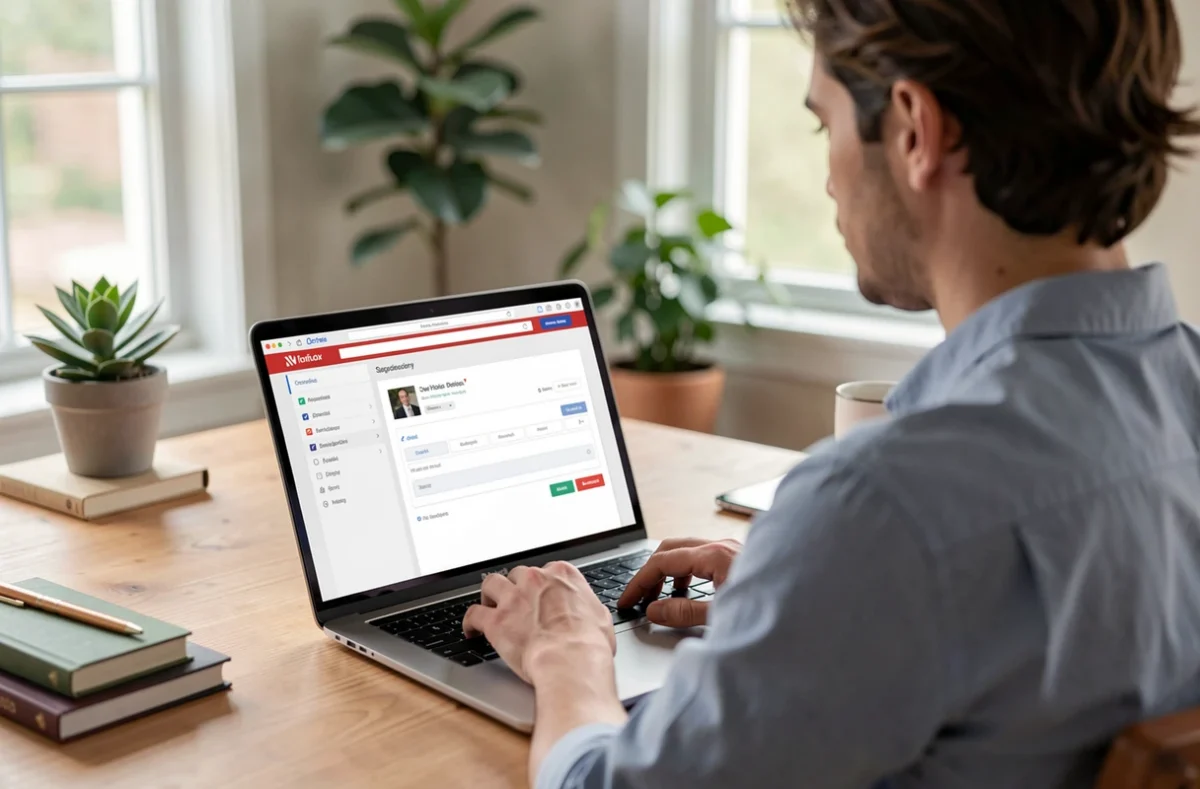 Personne consultant son espace en ligne sur un ordinateur portable