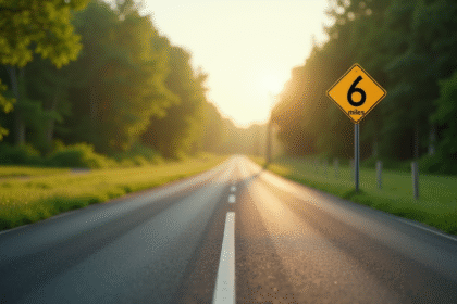 Route droite en campagne verte ensoleillée